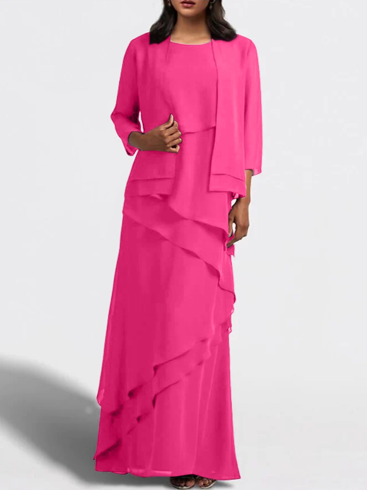 Sheath Column Floor Length Mother Of The Bride Dresses With Jacket