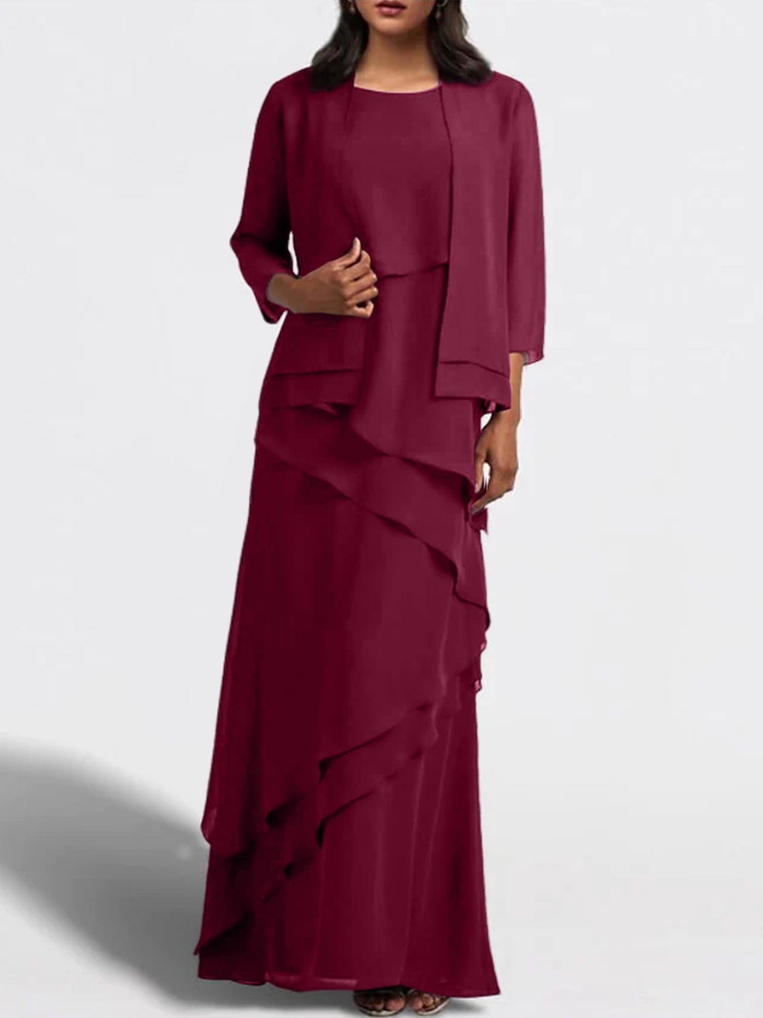 Sheath Column Floor Length Mother Of The Bride Dresses With Jacket