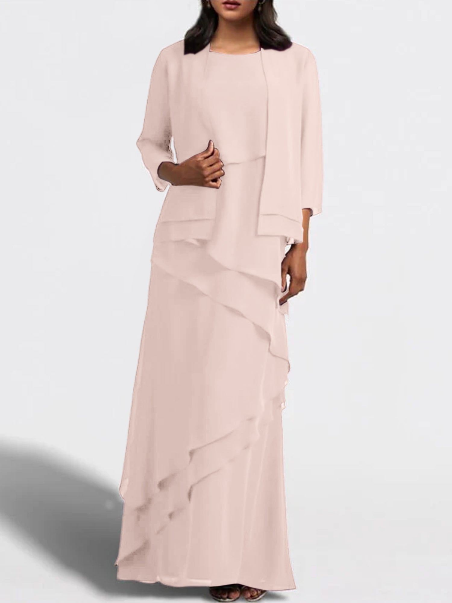 Sheath Column Floor Length Mother Of The Bride Dresses With Jacket