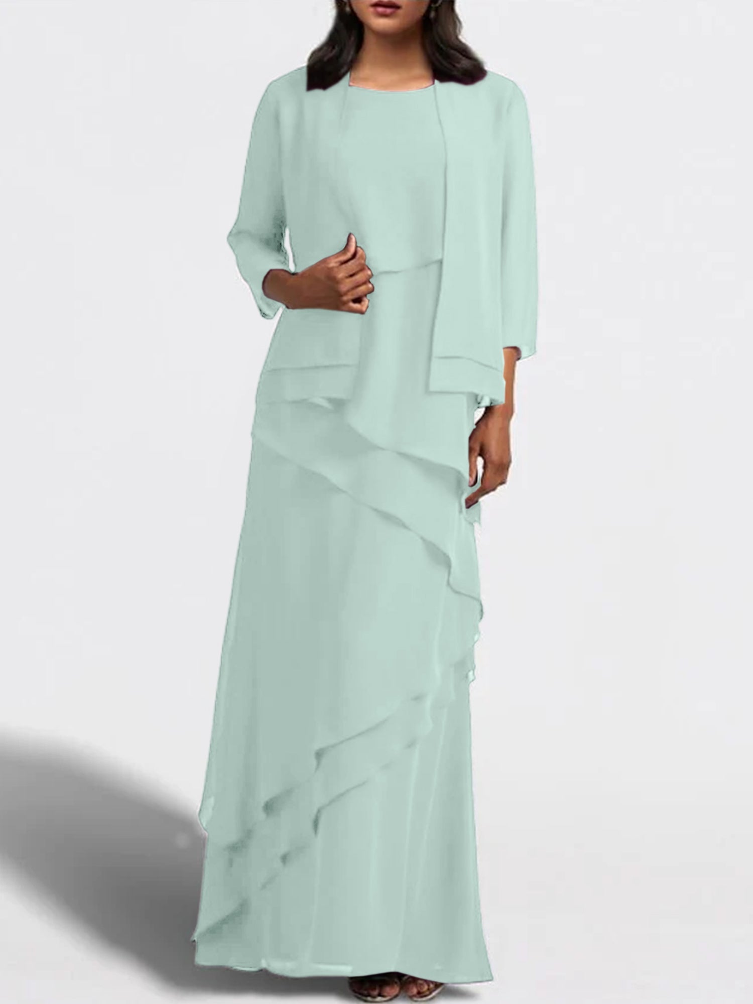 Sheath Column Floor Length Mother Of The Bride Dresses With Jacket