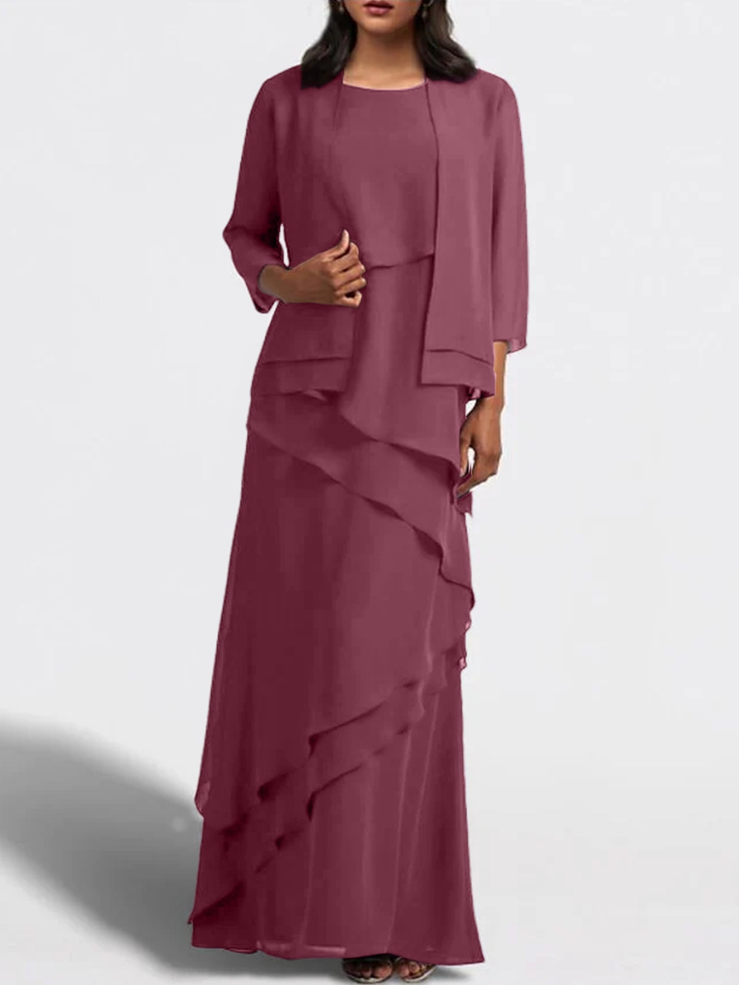 Sheath Column Floor Length Mother Of The Bride Dresses With Jacket