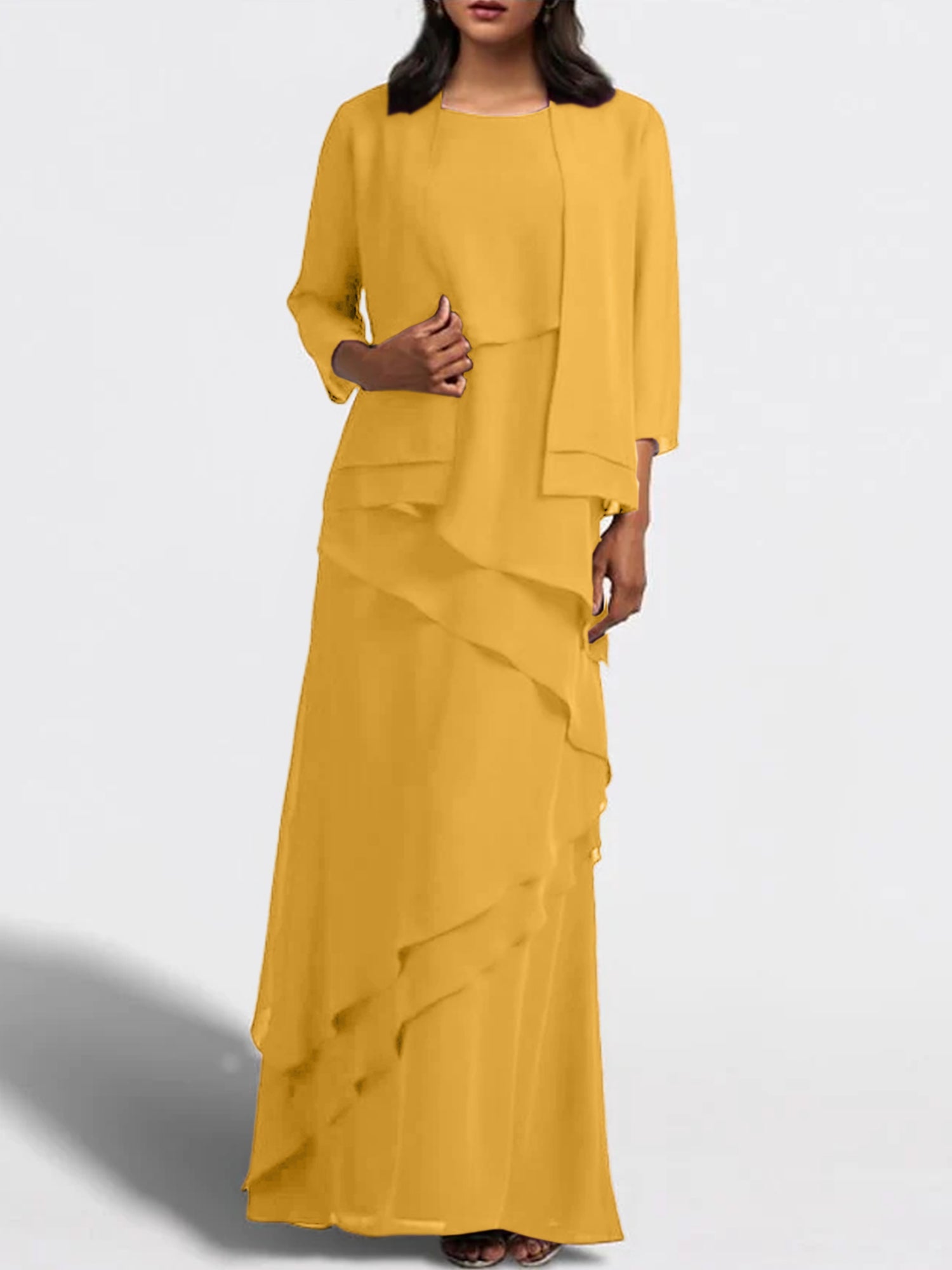 Sheath Column Floor Length Mother Of The Bride Dresses With Jacket