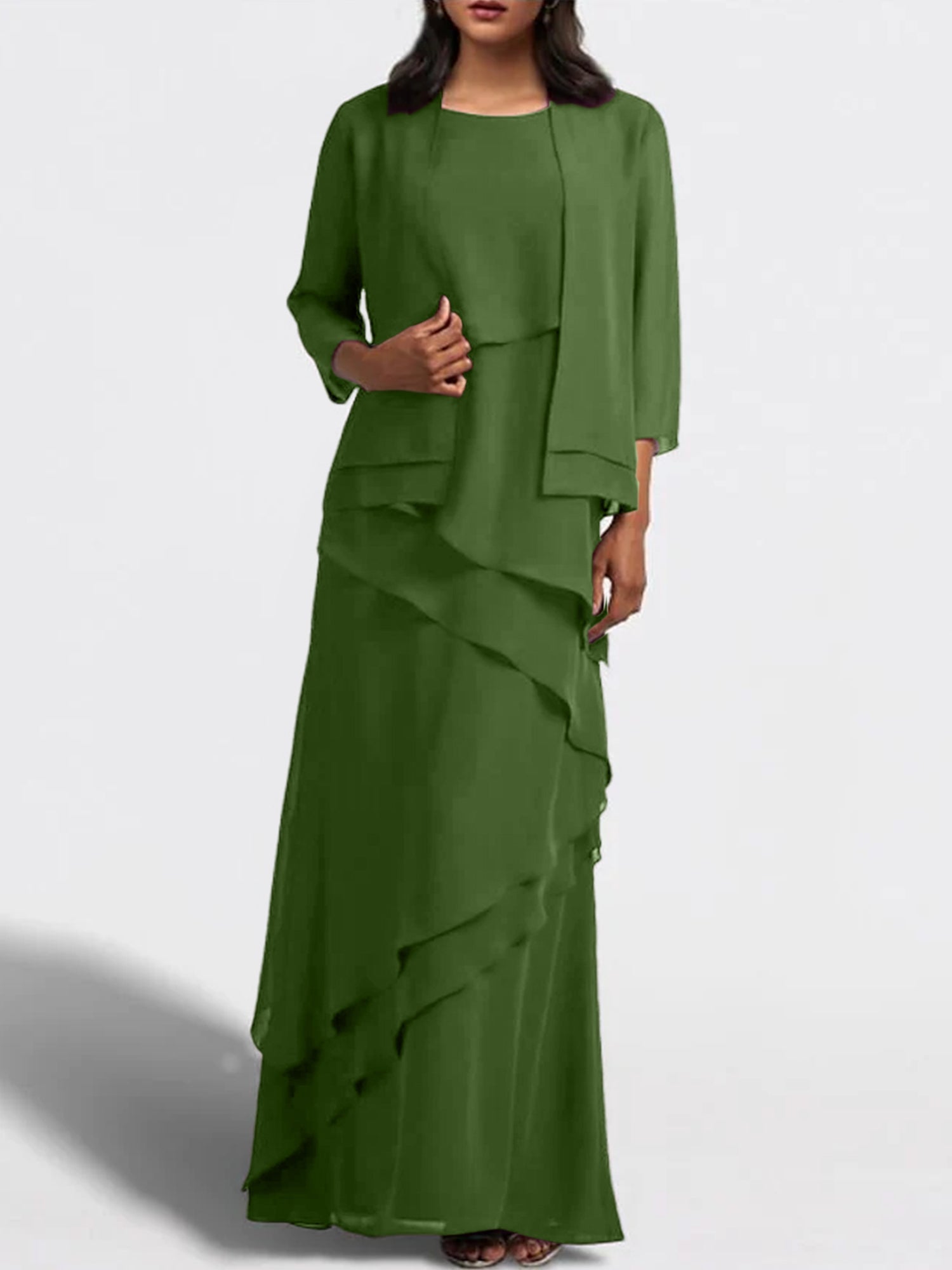 Sheath Column Floor Length Mother Of The Bride Dresses With Jacket