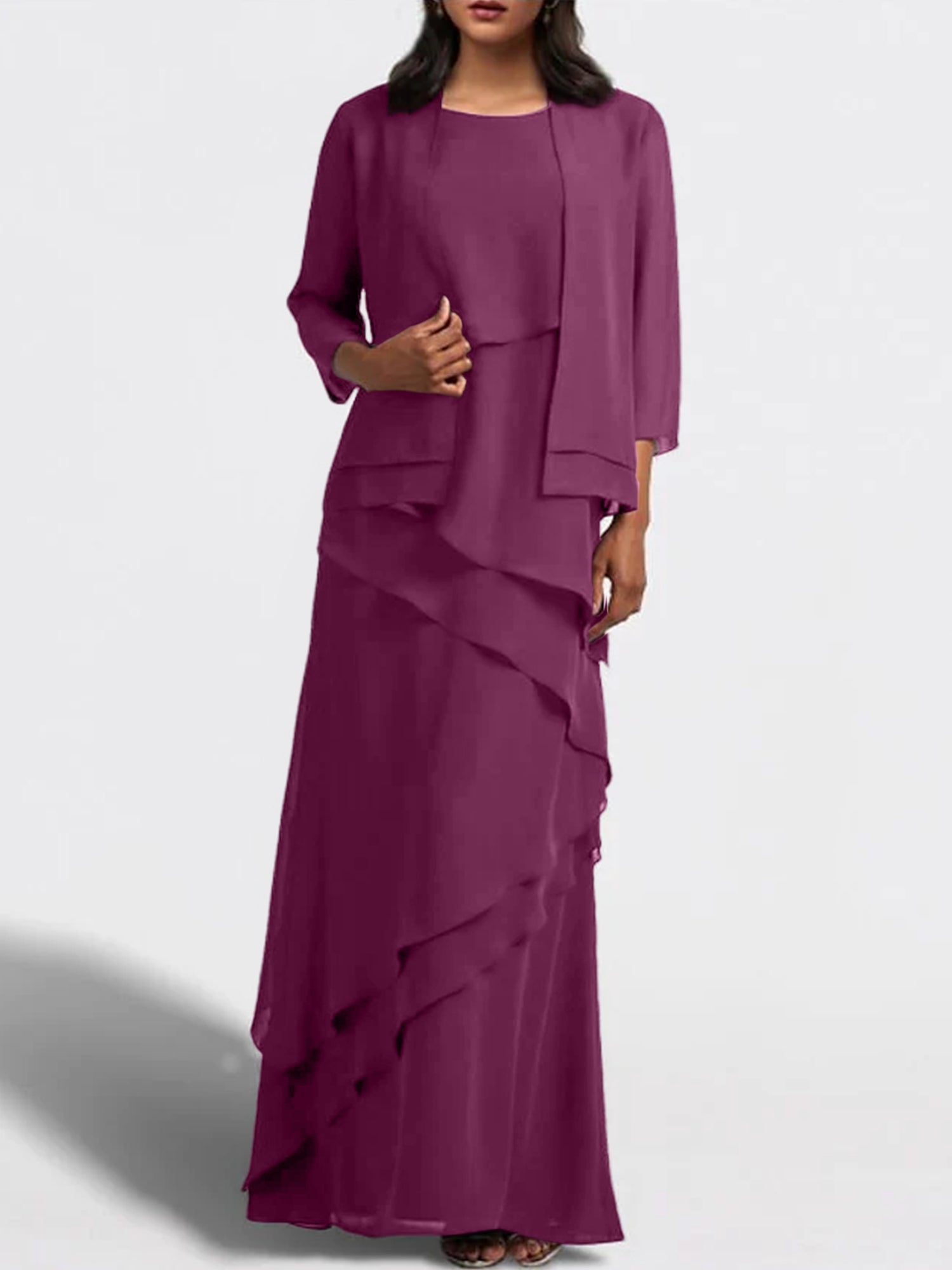 Sheath Column Floor Length Mother Of The Bride Dresses With Jacket