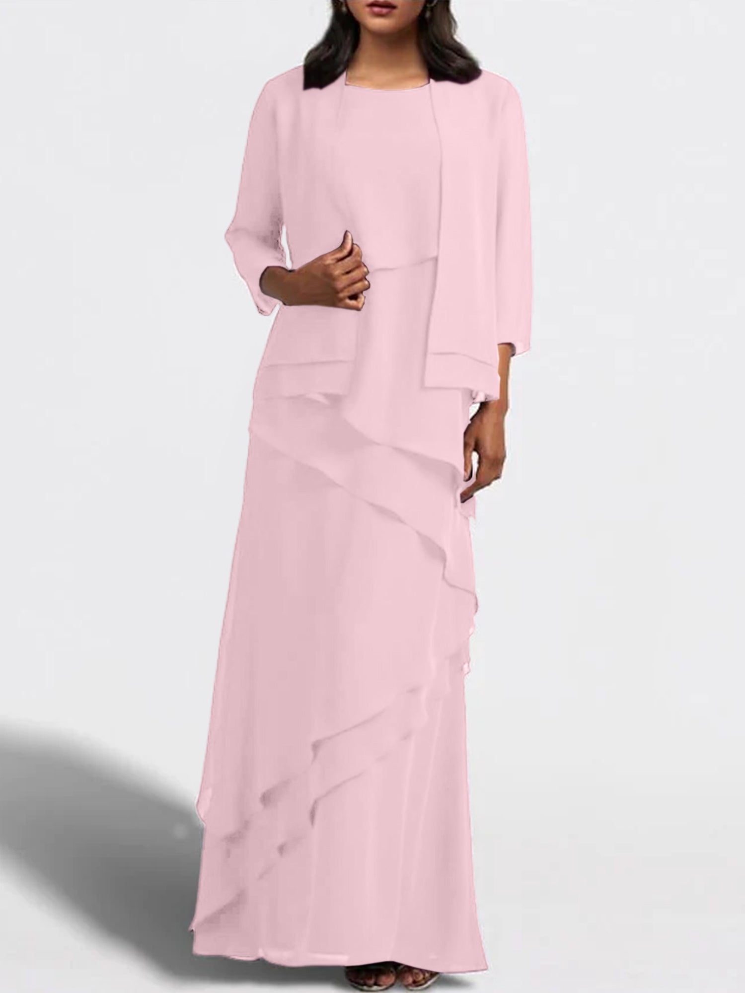 Sheath Column Floor Length Mother Of The Bride Dresses With Jacket