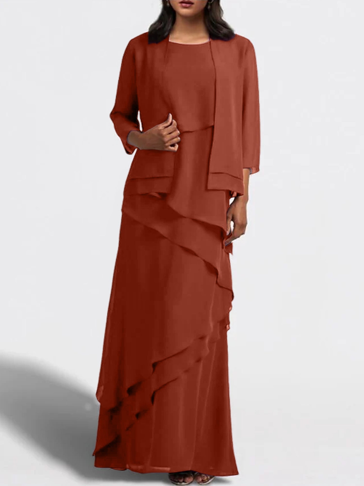 Sheath Column Floor Length Mother Of The Bride Dresses With Jacket