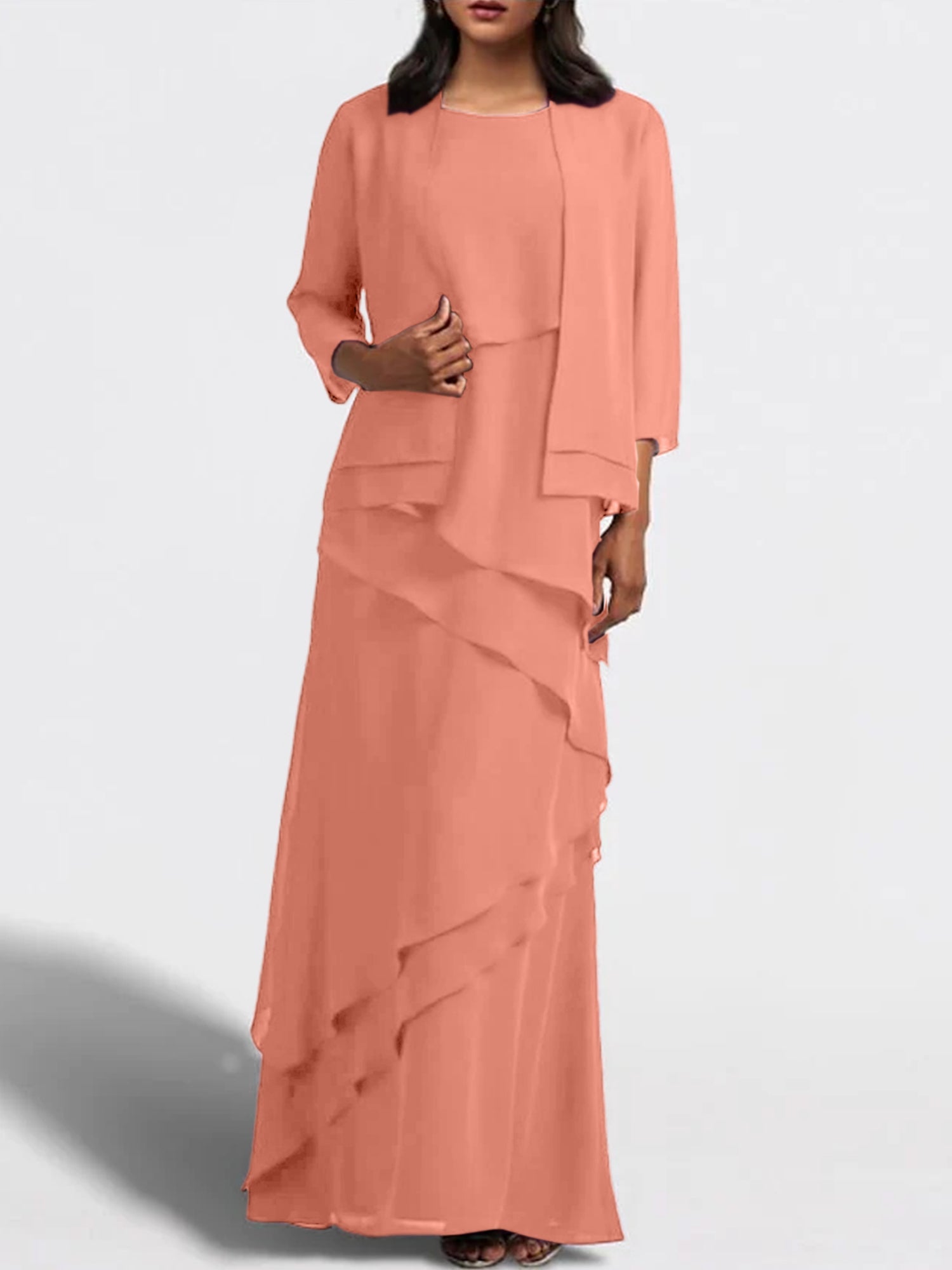 Sheath Column Floor Length Mother Of The Bride Dresses With Jacket