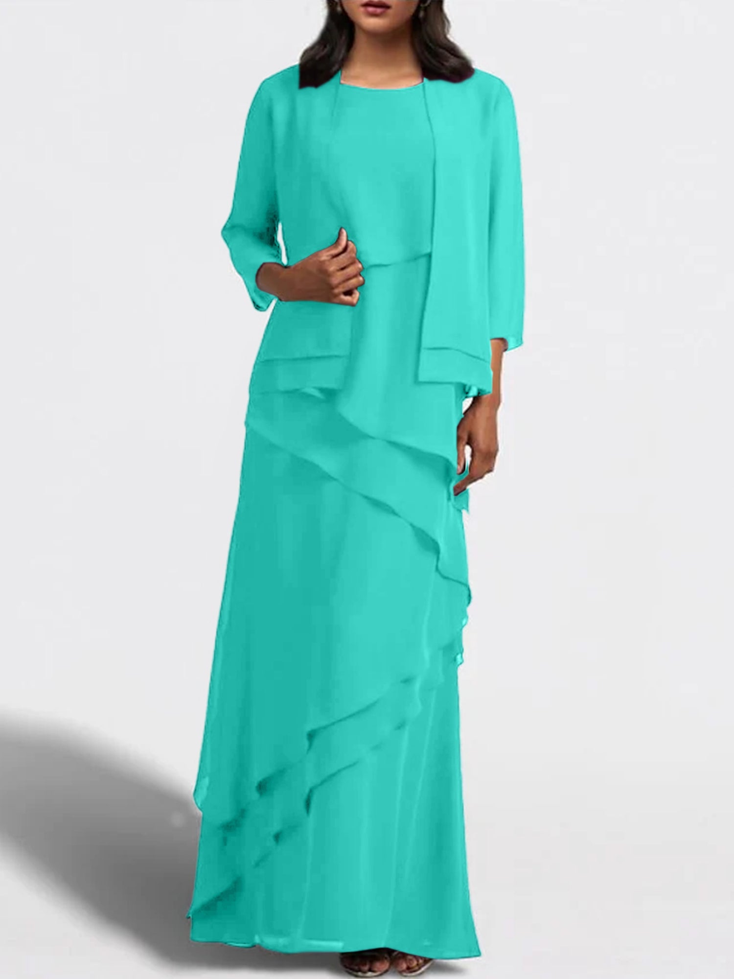 Sheath Column Floor Length Mother Of The Bride Dresses With Jacket