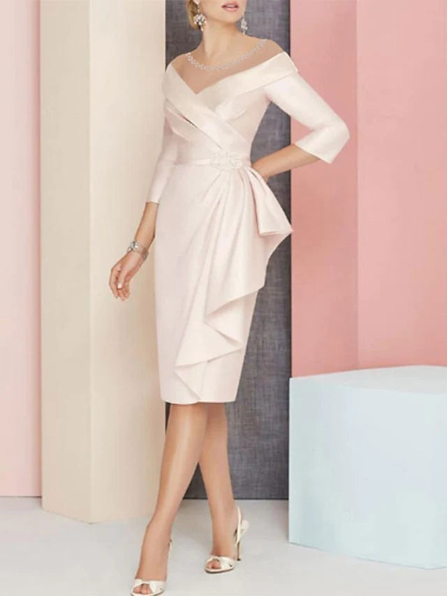Sheath Column V Neck Knee Length Mother Of The Bride Dresses