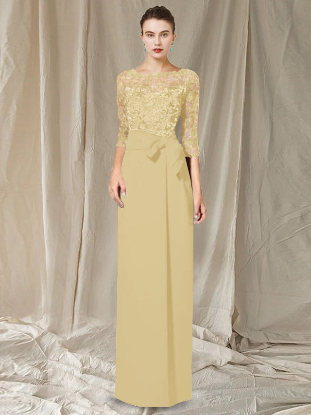 Sheath Column Jewel Neck Floor Length Mother Of The Bride Dresses