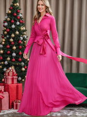 A Line Princess V Neck Floor Length Long Sleeves Satin Chiffon Two Piece Mother Of The Bride Dresses With Bowknot