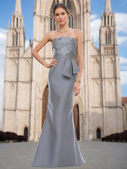 Trumpet Mermaid Strapless Sleeveless Floor Length Mother Of The Bride Dresses With Bowknot