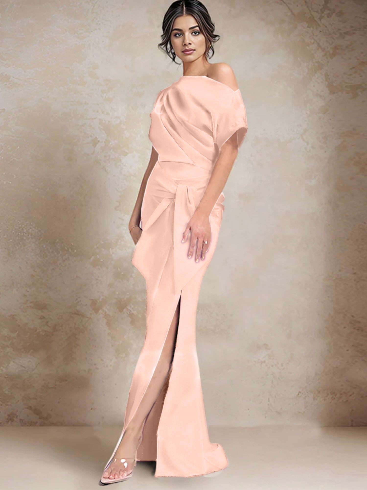 Trumpet Mermaid One Shoulder Mother Of The Bride Dresses With Split Side