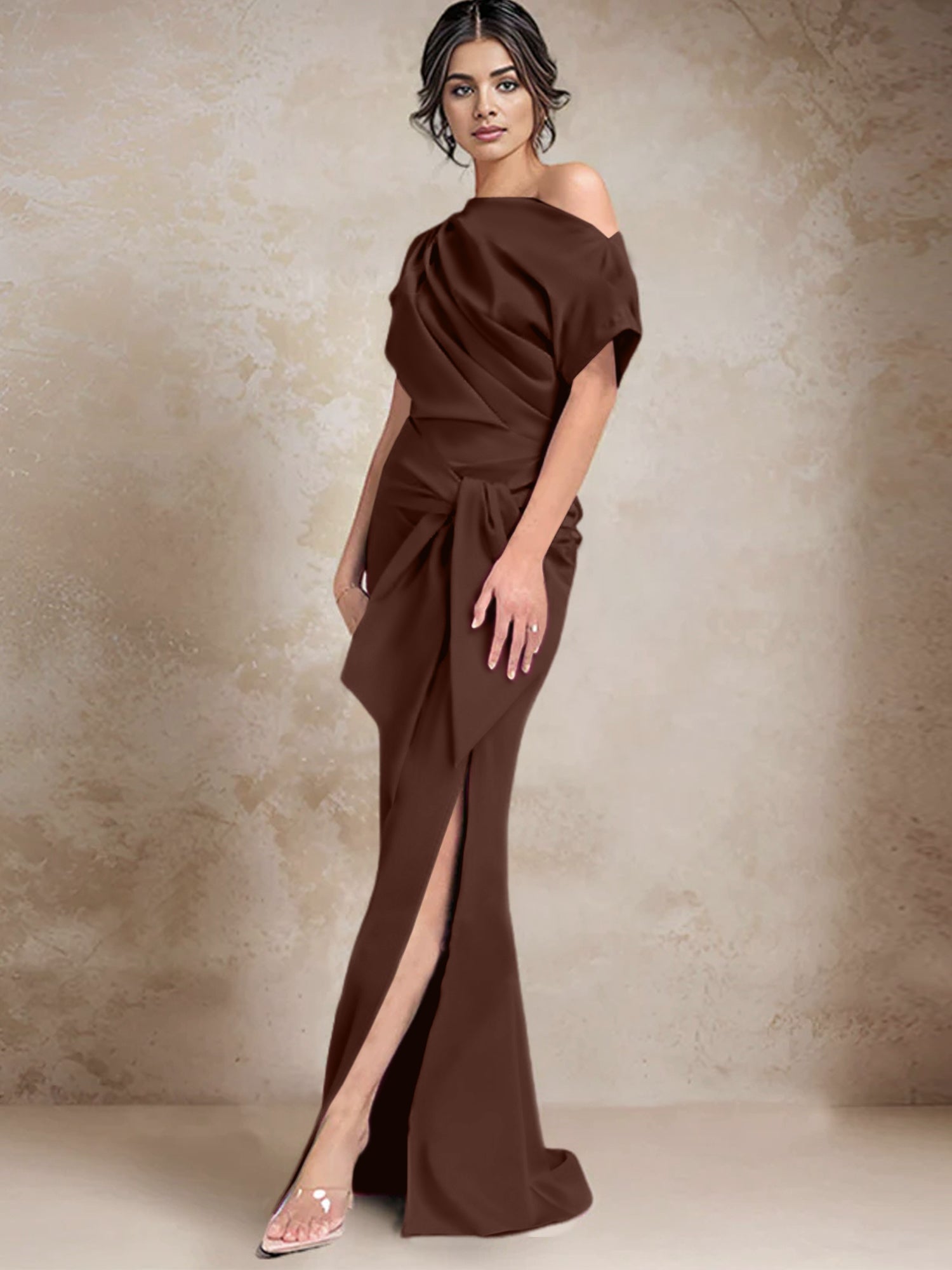 Trumpet Mermaid One Shoulder Mother Of The Bride Dresses With Split Side