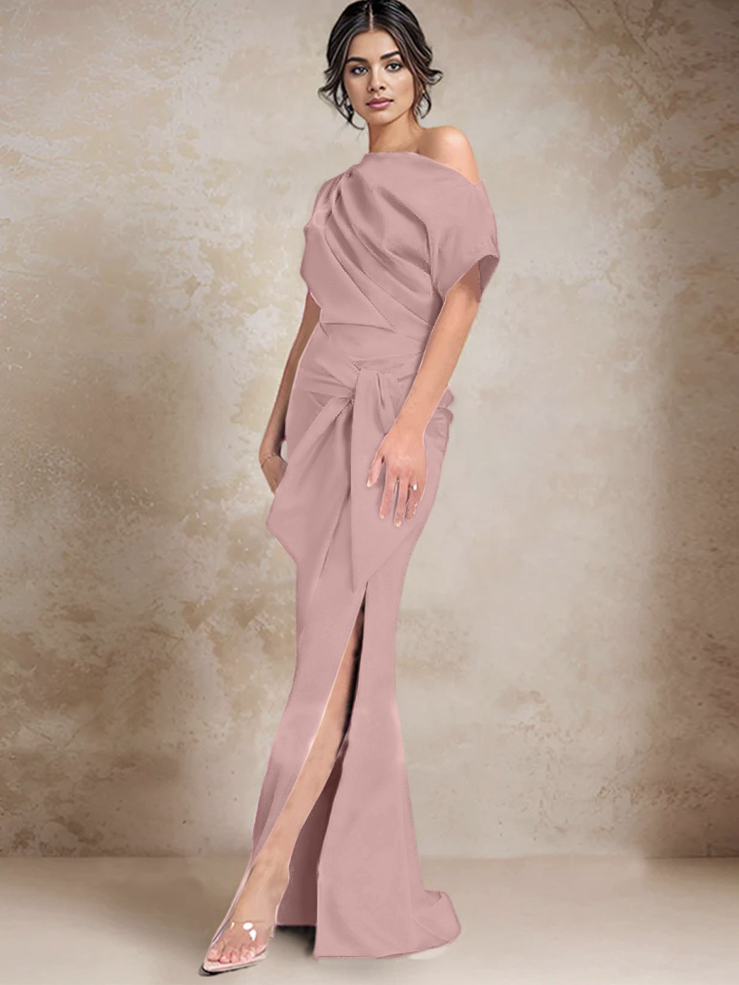 Trumpet Mermaid One Shoulder Mother Of The Bride Dresses With Split Side