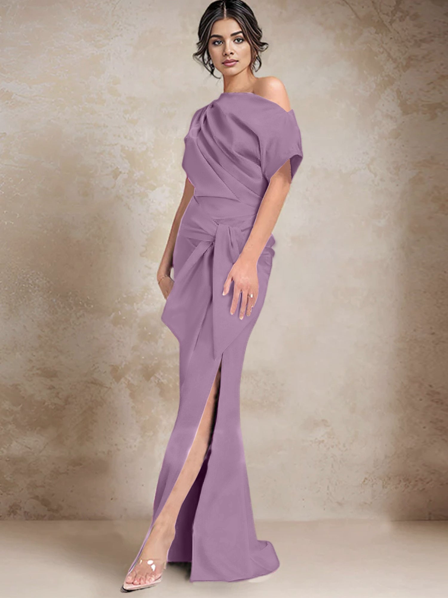 Trumpet Mermaid One Shoulder Mother Of The Bride Dresses With Split Side