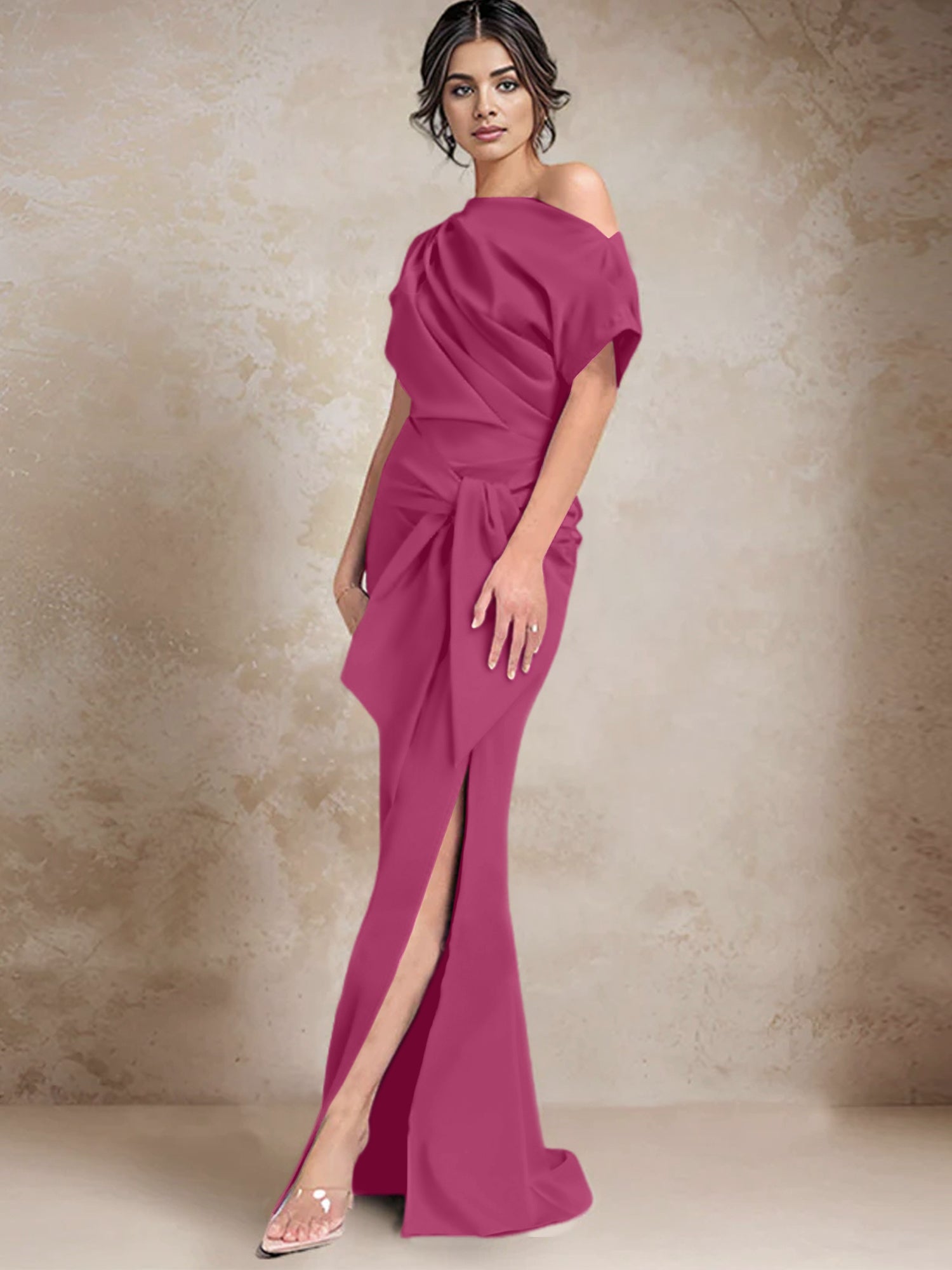 Trumpet Mermaid One Shoulder Mother Of The Bride Dresses With Split Side