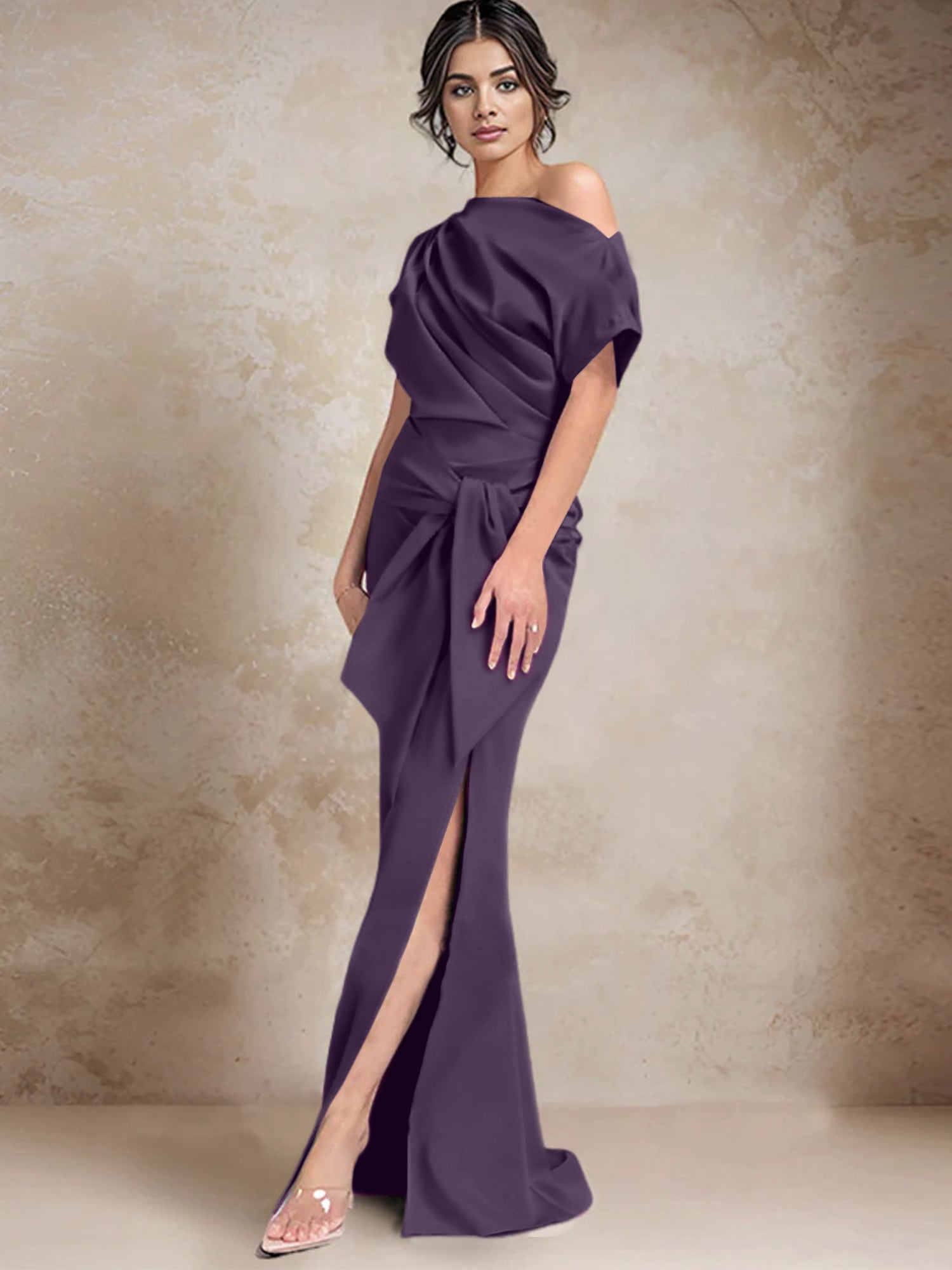Trumpet Mermaid One Shoulder Mother Of The Bride Dresses With Split Side