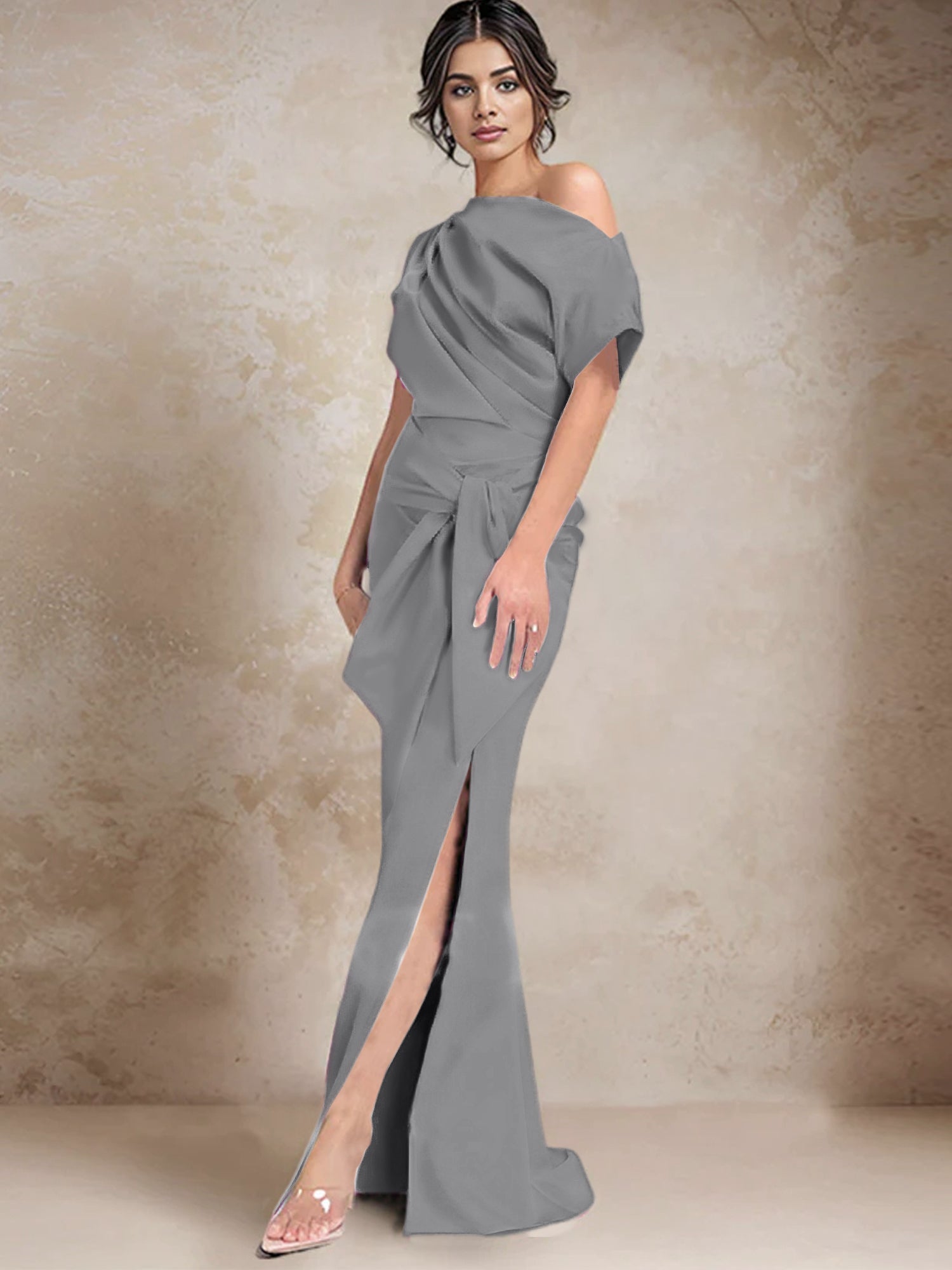 Trumpet Mermaid One Shoulder Mother Of The Bride Dresses With Split Side