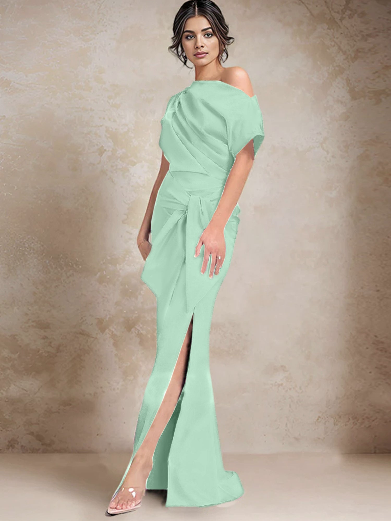 Trumpet Mermaid One Shoulder Mother Of The Bride Dresses With Split Side