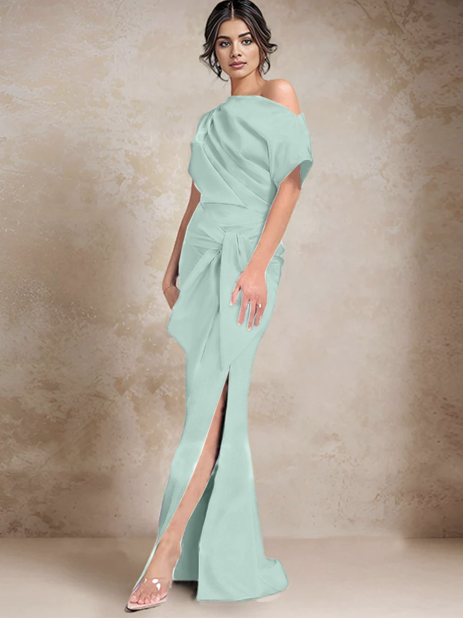 Trumpet Mermaid One Shoulder Mother Of The Bride Dresses With Split Side