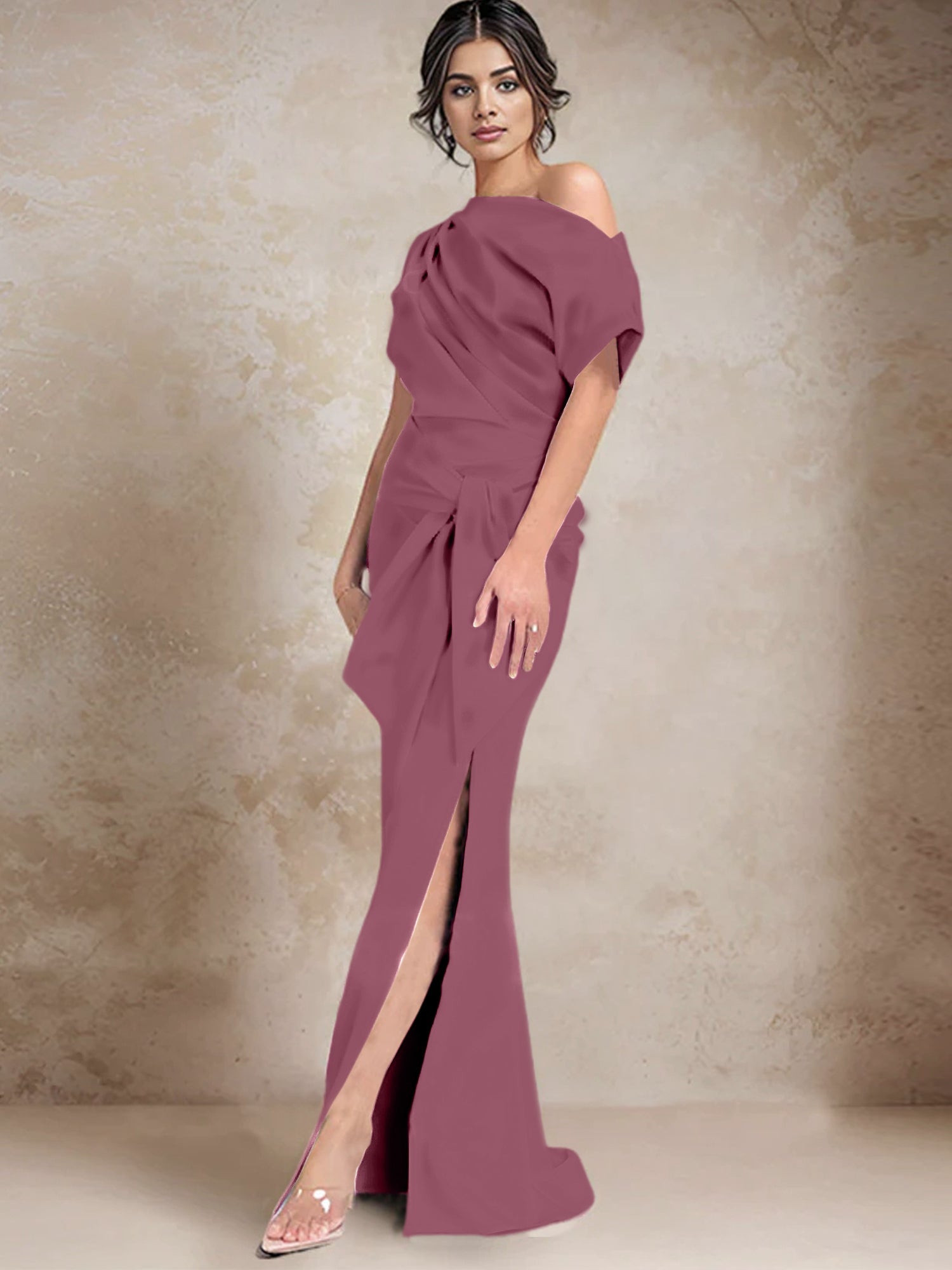 Trumpet Mermaid One Shoulder Mother Of The Bride Dresses With Split Side
