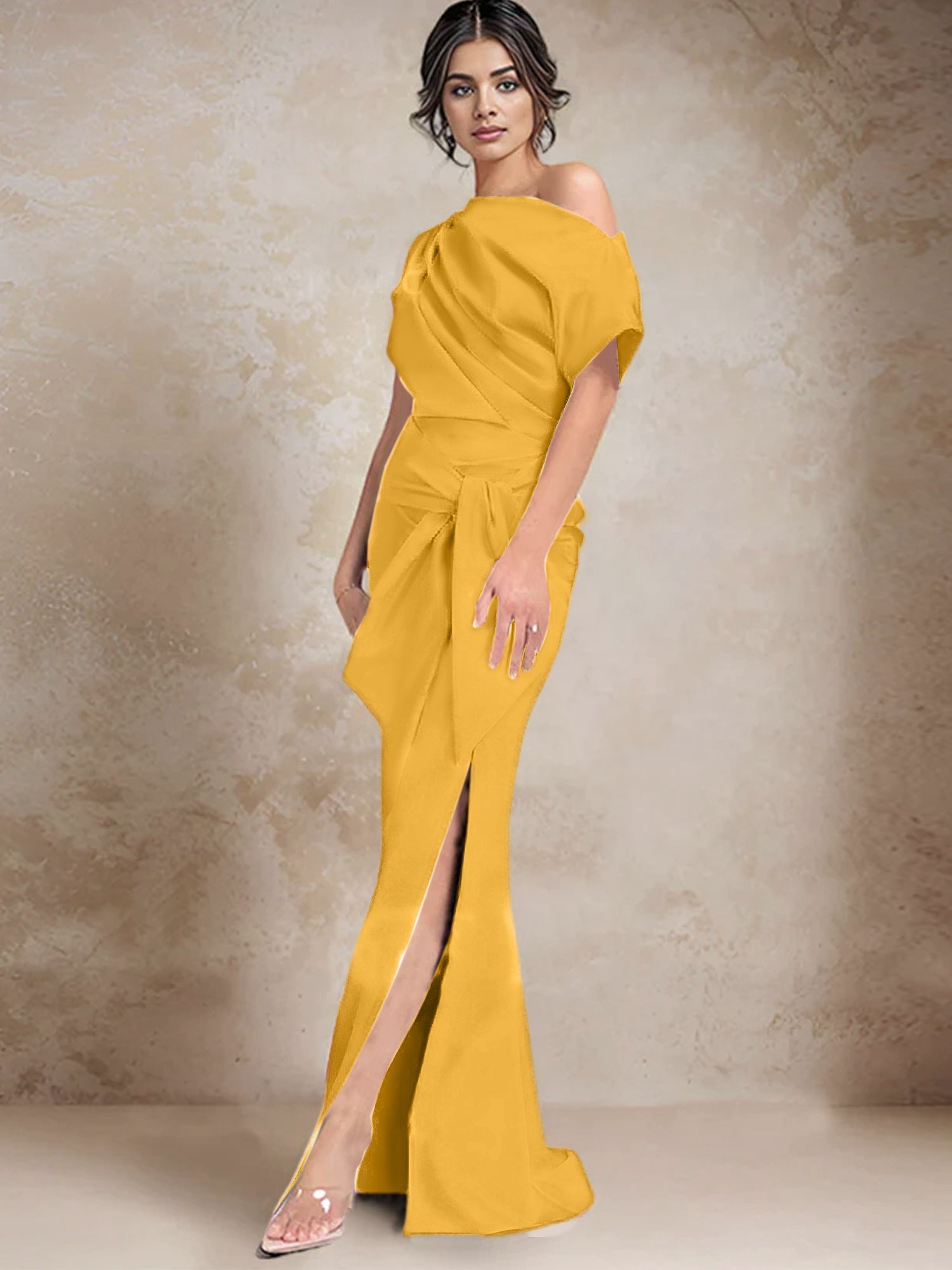 Trumpet Mermaid One Shoulder Mother Of The Bride Dresses With Split Side