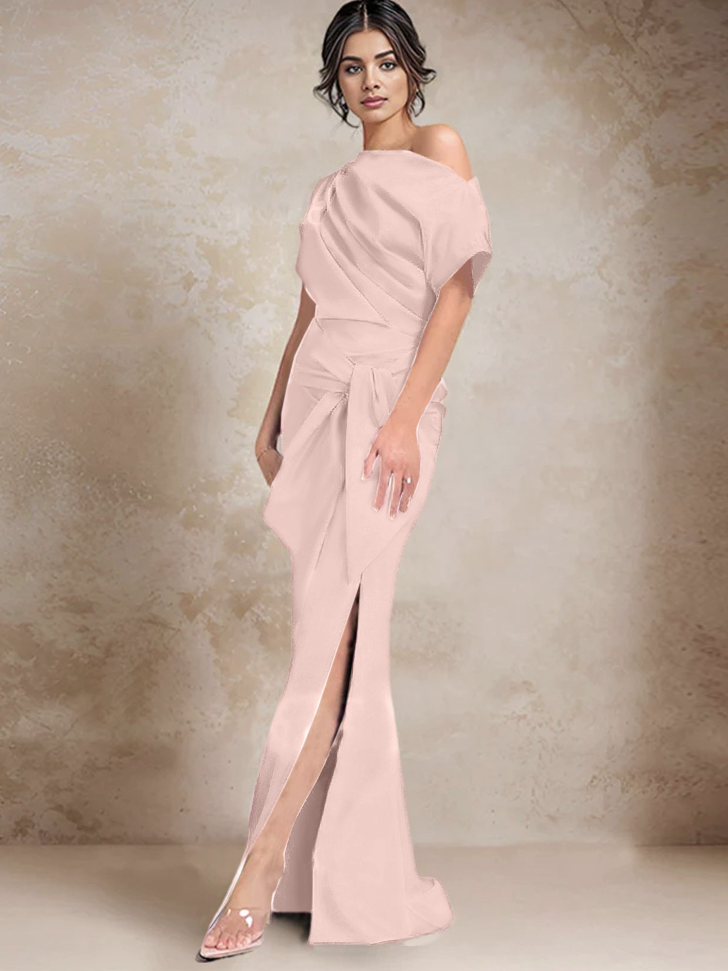 Trumpet Mermaid One Shoulder Mother Of The Bride Dresses With Split Side