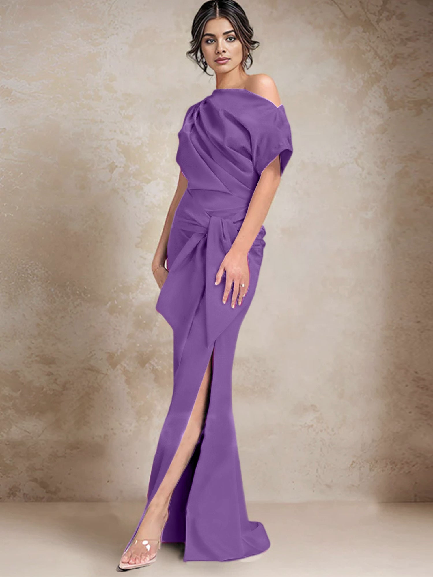 Trumpet Mermaid One Shoulder Mother Of The Bride Dresses With Split Side