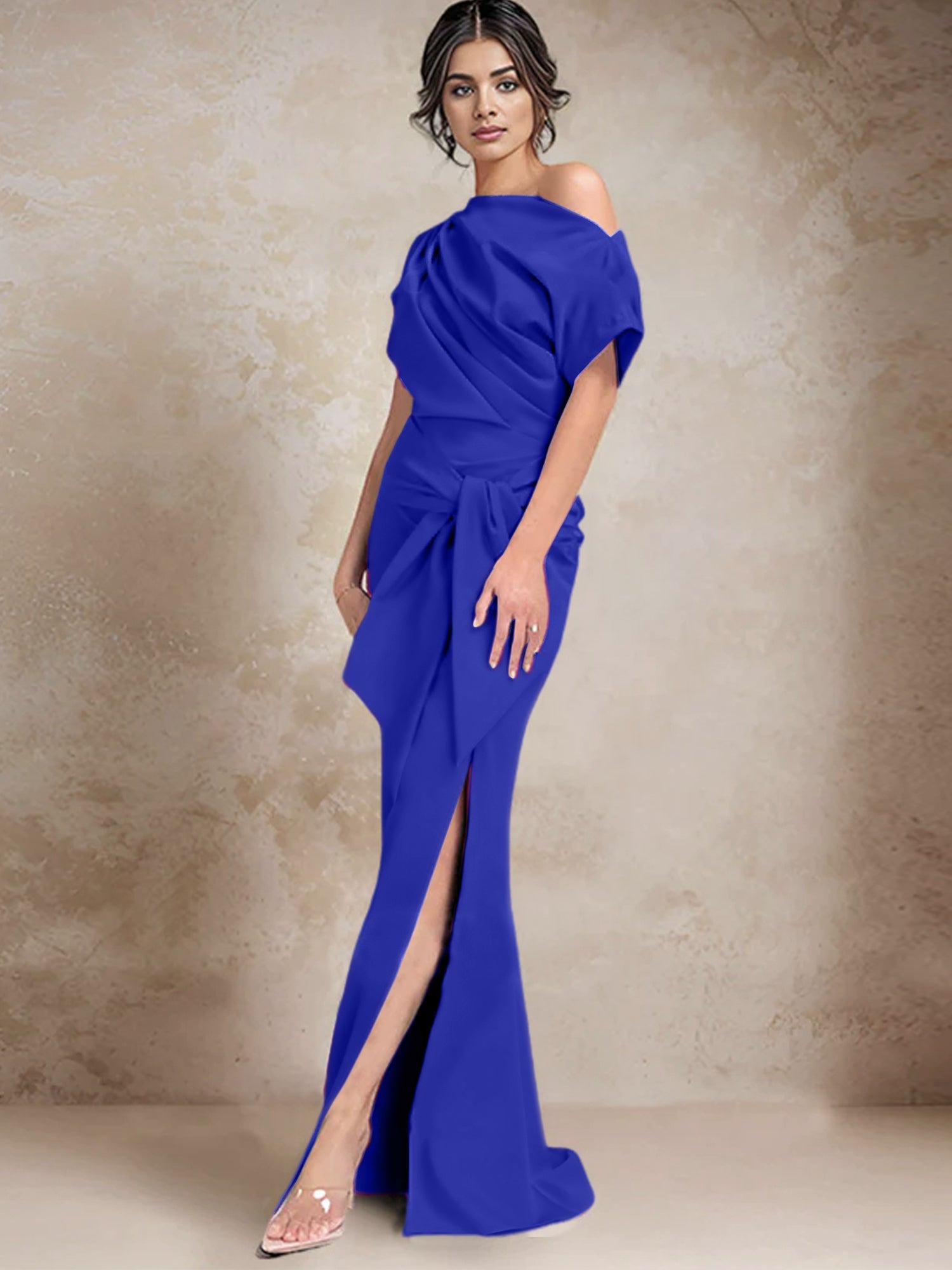 Trumpet Mermaid One Shoulder Mother Of The Bride Dresses With Split Side