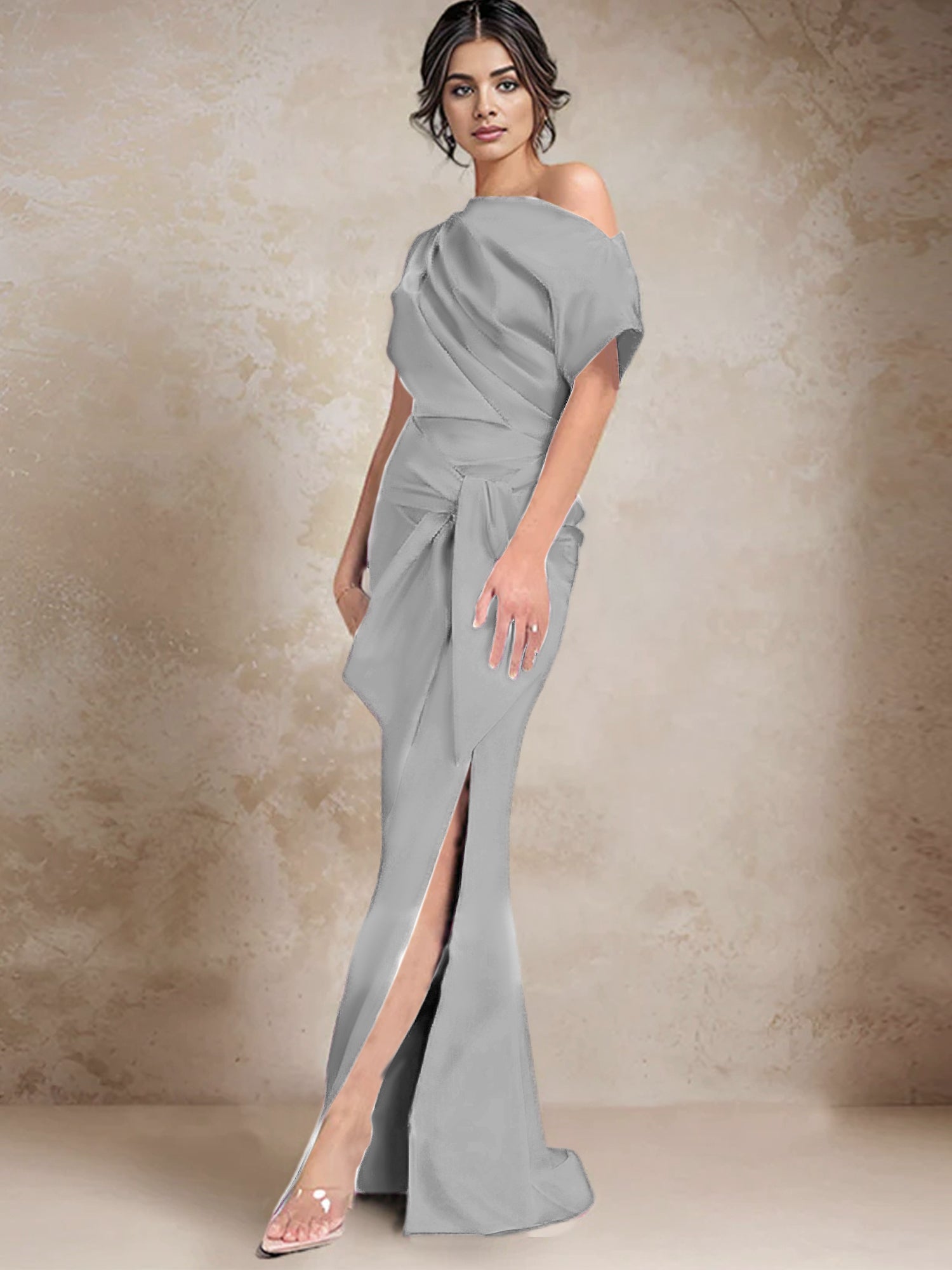 Trumpet Mermaid One Shoulder Mother Of The Bride Dresses With Split Side