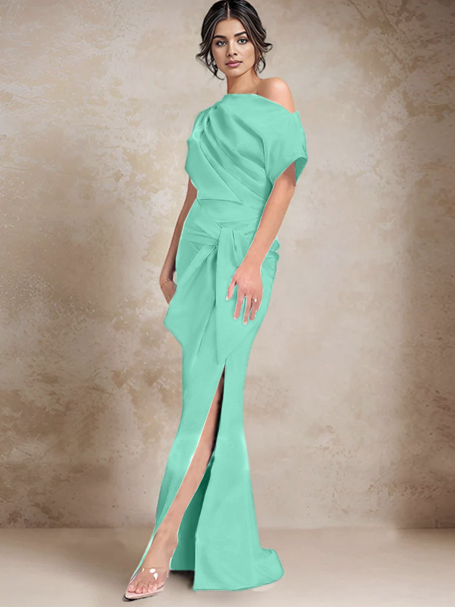 Trumpet Mermaid One Shoulder Mother Of The Bride Dresses With Split Side