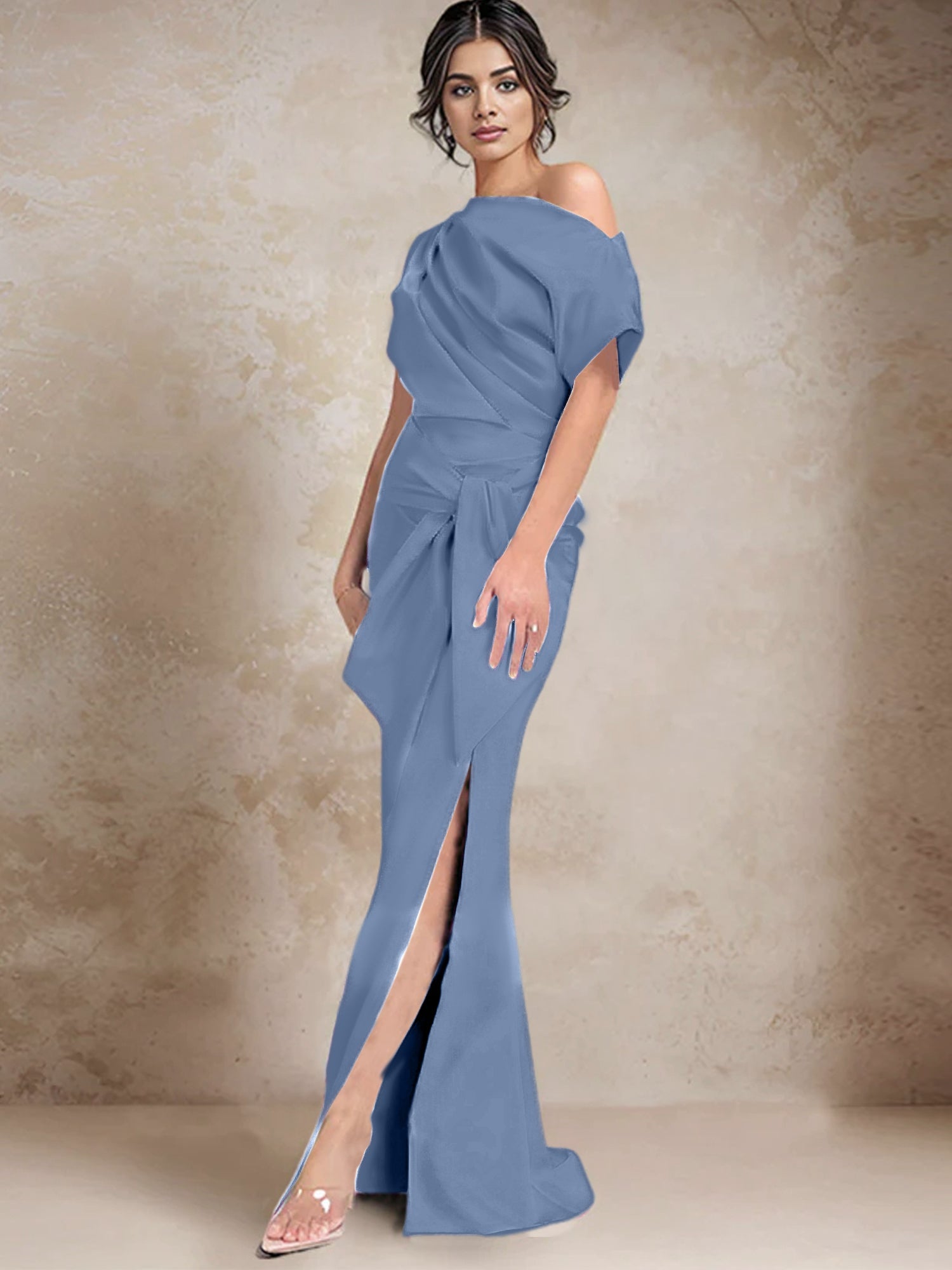 Trumpet Mermaid One Shoulder Mother Of The Bride Dresses With Split Side