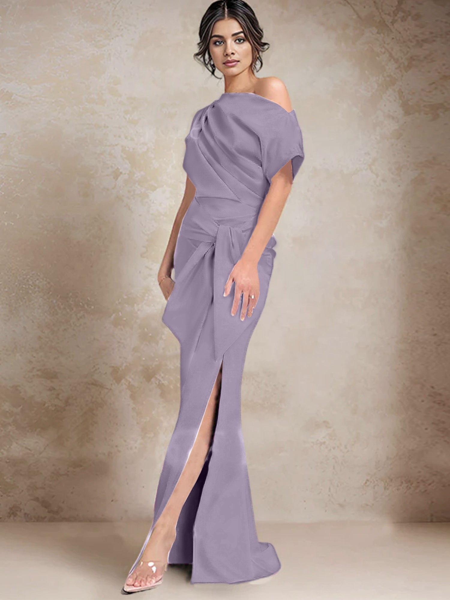 Trumpet Mermaid One Shoulder Mother Of The Bride Dresses With Split Side