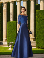 A Line Princess Off The Shoulder Short Sleeves Mother Of The Bride Dresses With Belt Applique