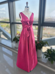 A Line Princess V Neck Sleeveless Mother Of The Bride Dresses With Split Side