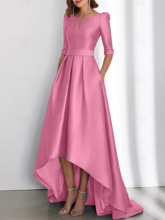 A Line Princess Half Sleeves Asymmetrical Mother Of The Bride Dresses With Pockets