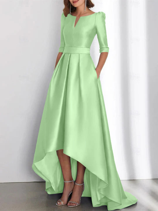 A Line Princess Half Sleeves Asymmetrical Mother Of The Bride Dresses With Pockets