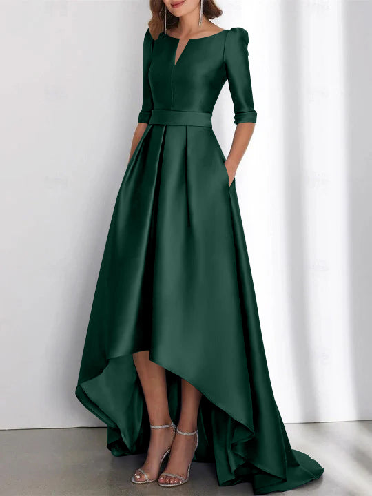 A Line Princess Half Sleeves Asymmetrical Mother Of The Bride Dresses With Pockets