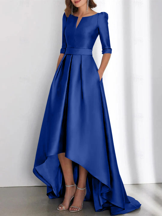 A Line Princess Half Sleeves Asymmetrical Mother Of The Bride Dresses With Pockets