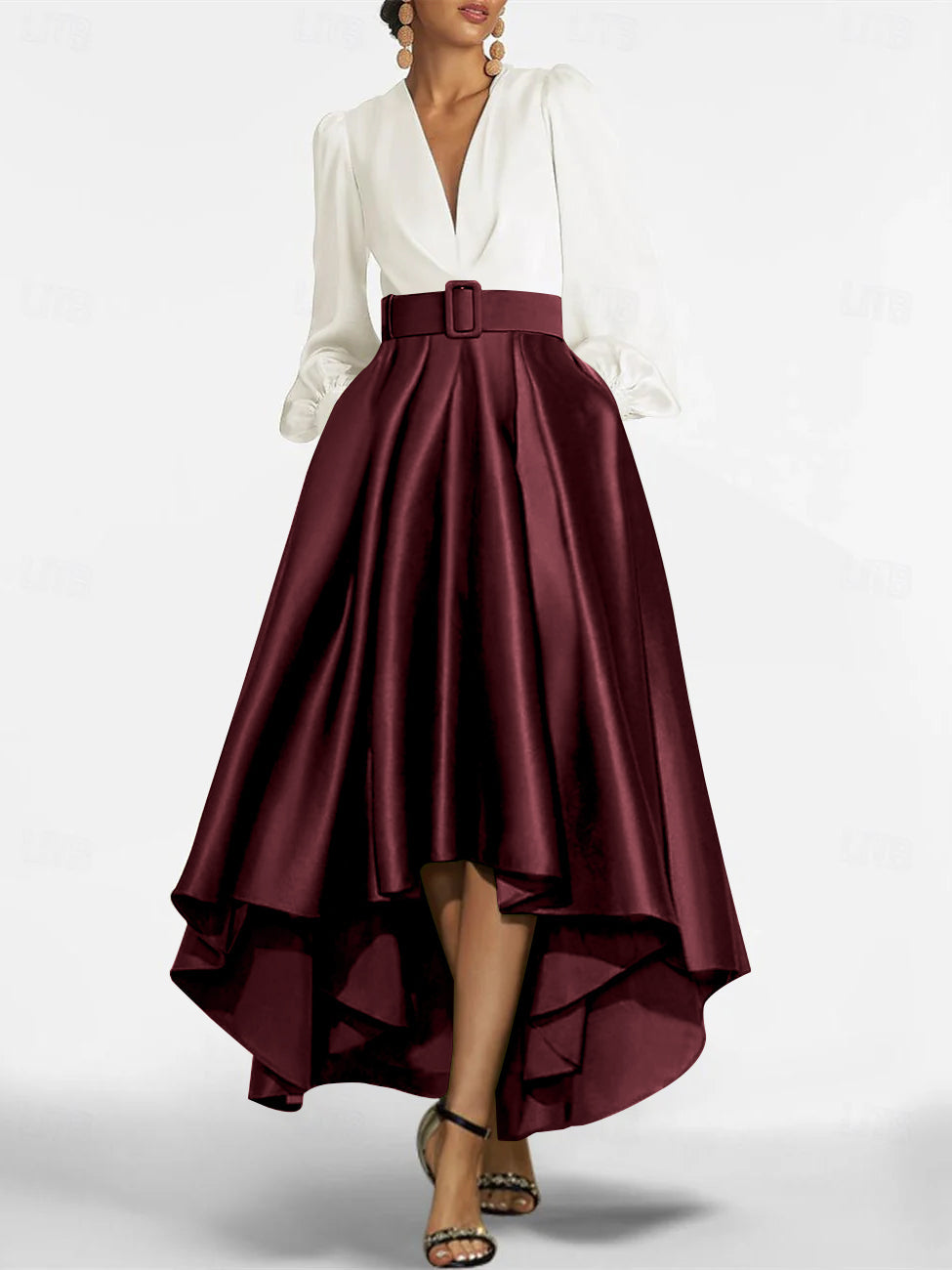 A Line Princess V Neck Asymmetrical Mother Of The Bride Dresses With Belt