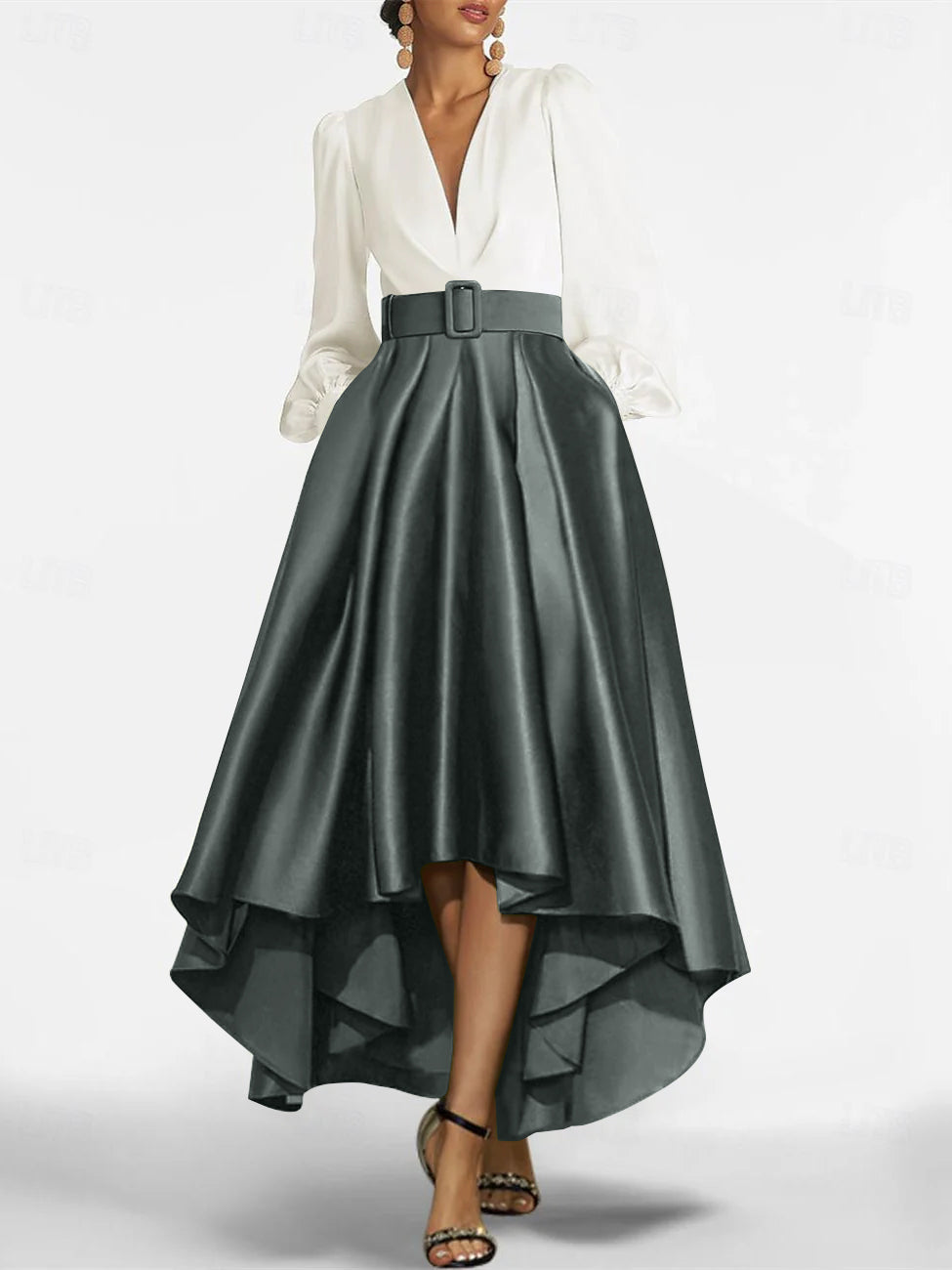 A Line Princess V Neck Asymmetrical Mother Of The Bride Dresses With Belt