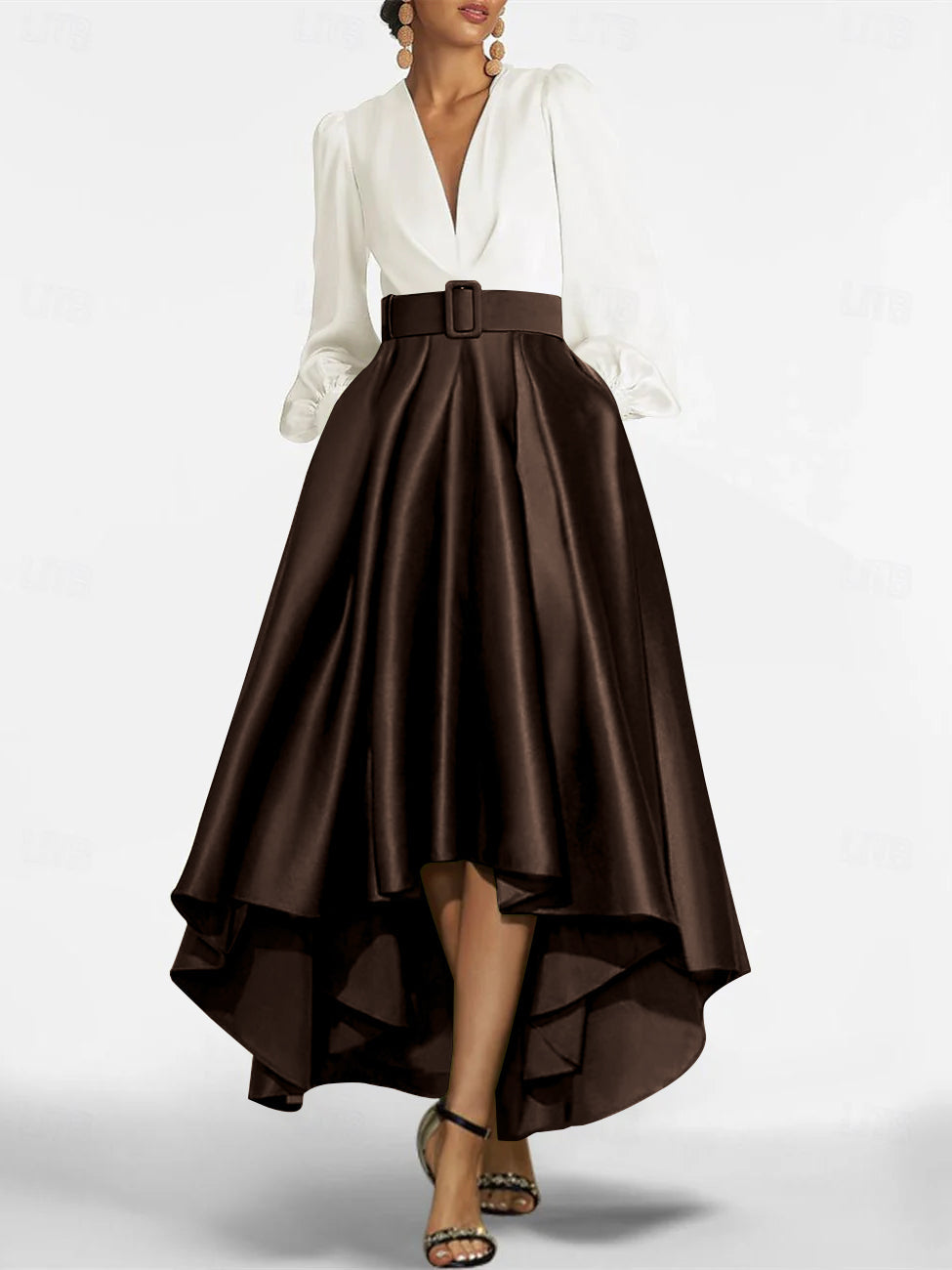 A Line Princess V Neck Asymmetrical Mother Of The Bride Dresses With Belt