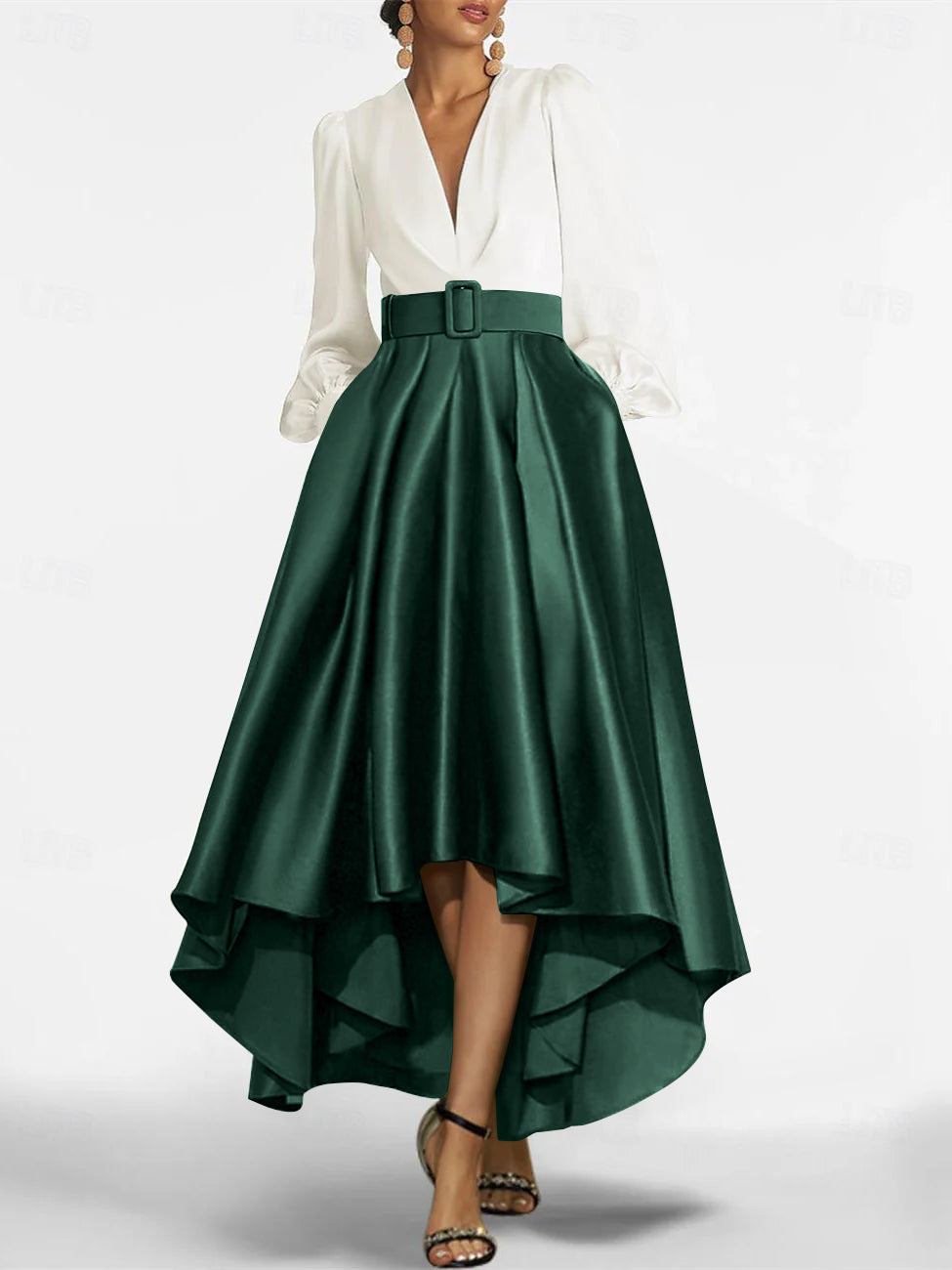 A Line Princess V Neck Asymmetrical Mother Of The Bride Dresses With Belt