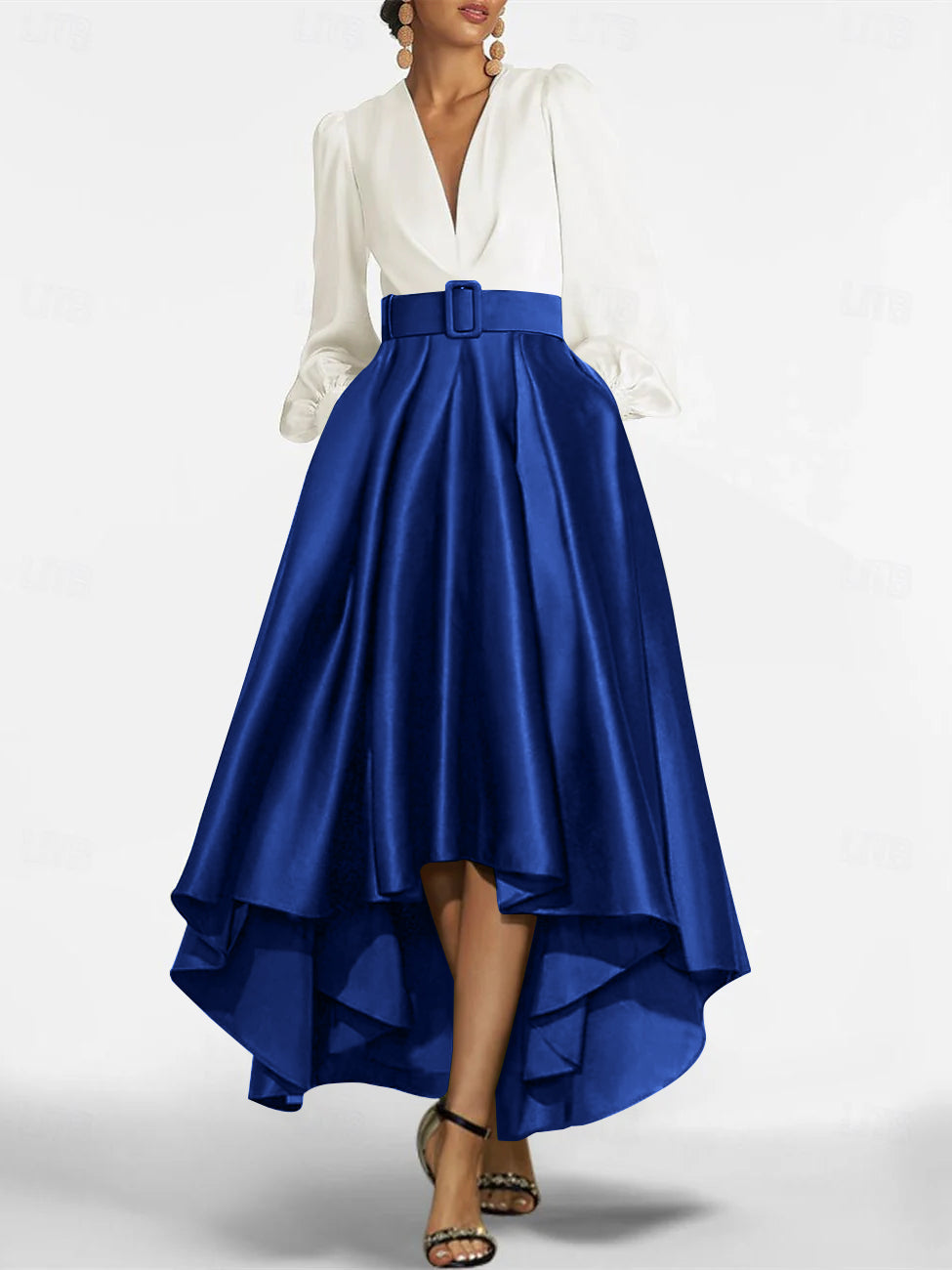 A Line Princess V Neck Asymmetrical Mother Of The Bride Dresses With Belt
