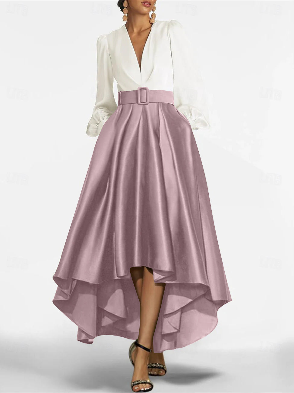 A Line Princess V Neck Asymmetrical Mother Of The Bride Dresses With Belt