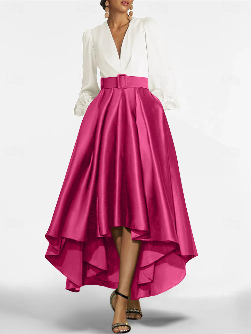 A Line Princess V Neck Asymmetrical Mother Of The Bride Dresses With Belt