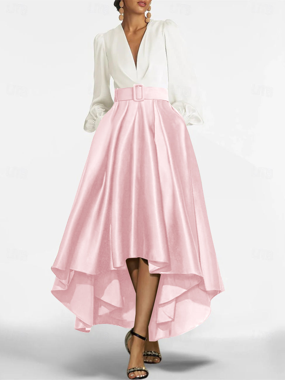 A Line Princess V Neck Asymmetrical Mother Of The Bride Dresses With Belt
