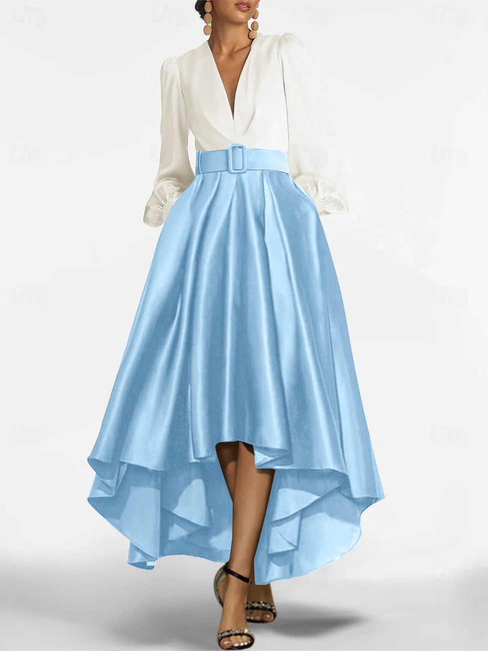 A Line Princess V Neck Asymmetrical Mother Of The Bride Dresses With Belt