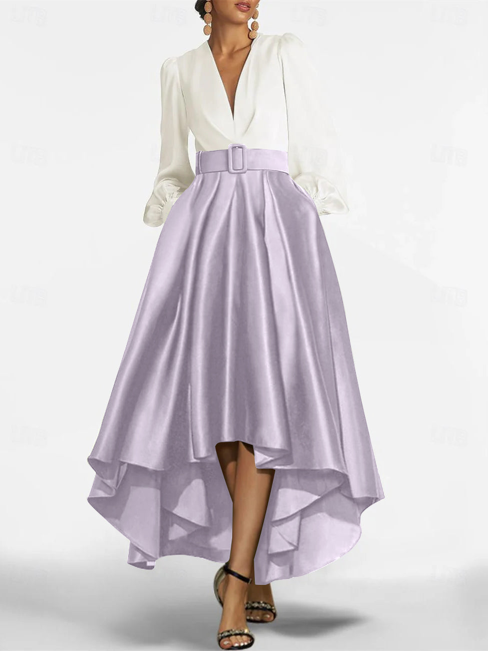 A Line Princess V Neck Asymmetrical Mother Of The Bride Dresses With Belt